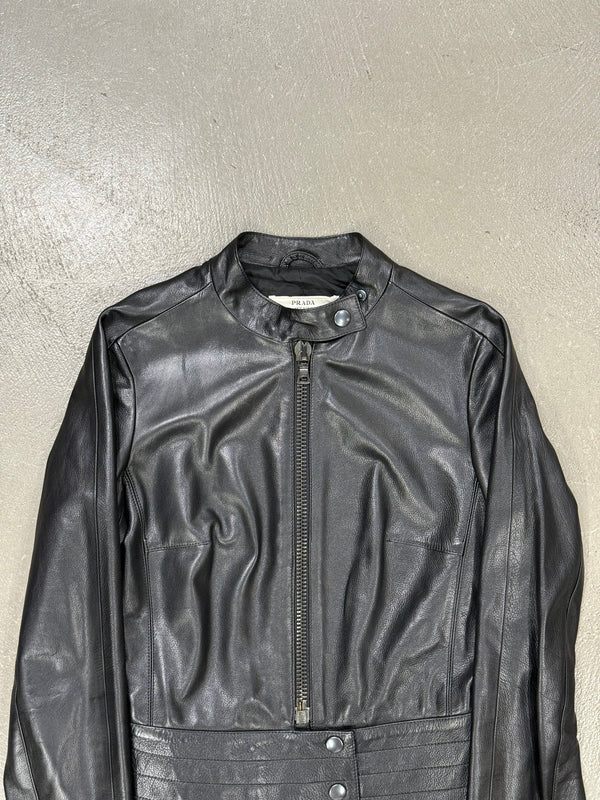 2000s Prada moto biker leather jacket