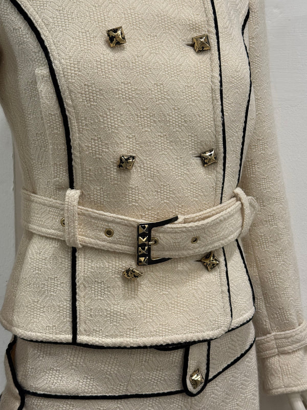 2000s Roberto Cavalli tweed set jacket & skirt