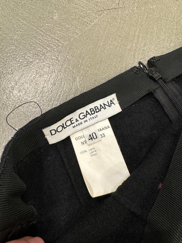 S/S 1999 Dolce Gabbana black wool beaded floral embellished pants