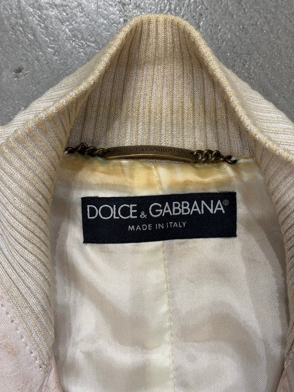 S/S 2003 Dolce & Gabbana multi zipper rust stained leather jacket