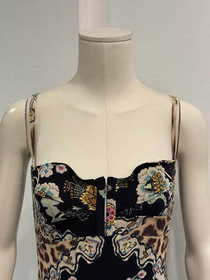 S/S2003 Roberto Cavalli Chinoiserie print corseted dress