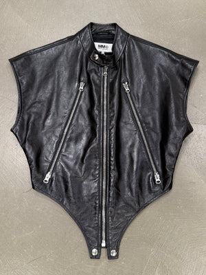 2023 Maison Margiela asymmetric 5-zip leather vest
