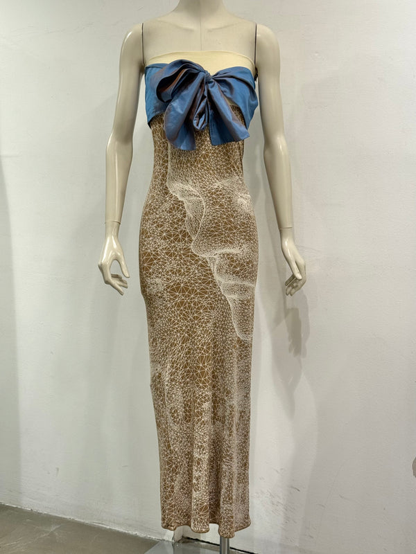 S/S2001 Jean Paul Gaultier strapless constellation silk evening dress
