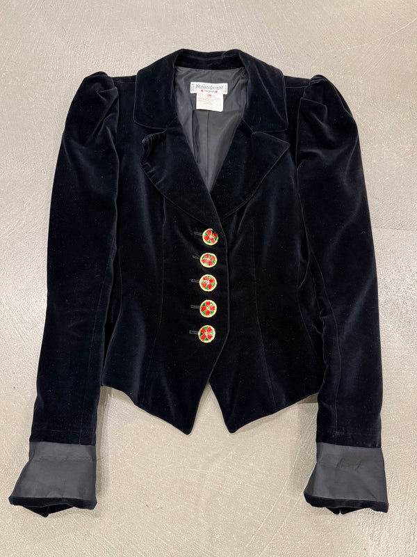 A/W1992 Yves Saint Laurent runway jewel button velvet blazer