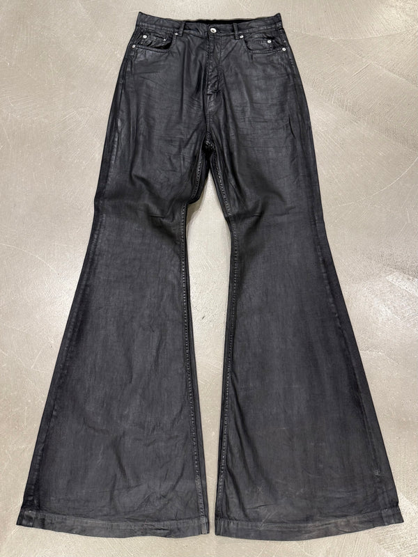 2020s Rick Owens DRKSHOW bolan bootcut waxed jeans