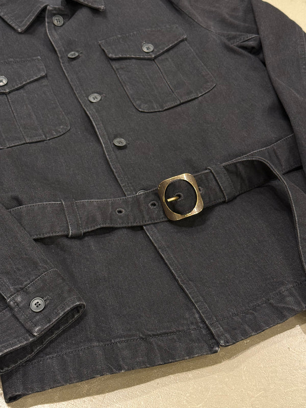 2018 Saint Laurent belted military cotton jacket