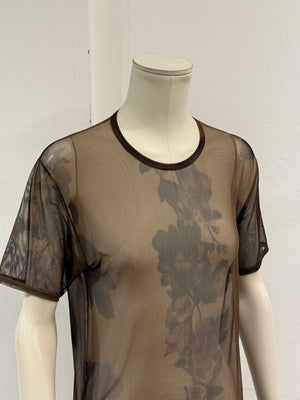 2003 Gucci by Tom Ford floral printed sheer mesh t-Shirt