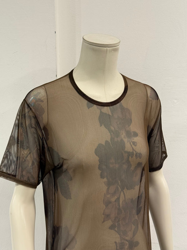 2003 Gucci by Tom Ford floral printed sheer mesh t-Shirt