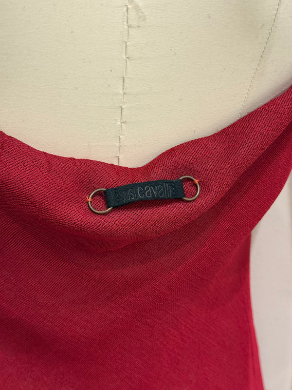 2000s Cavalli wrinkle red dress