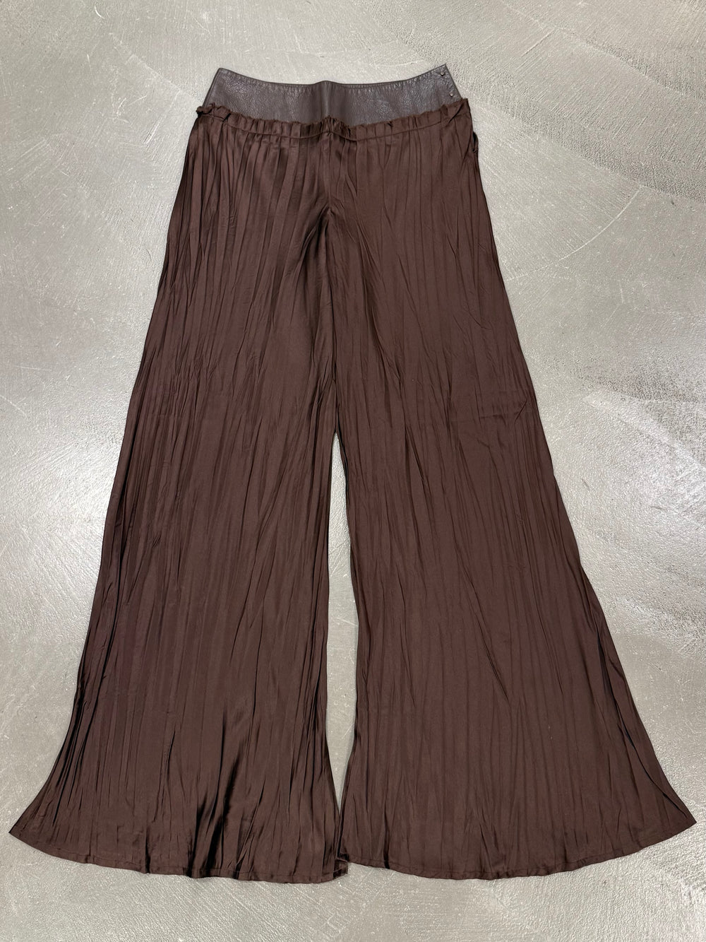 2000s Roberto Cavalli hybrid leather waistband wide pants