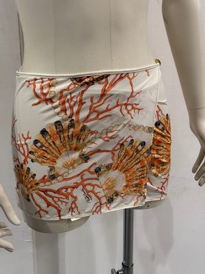 S/S2005 Roberto Cavalli sea print wrap mini skirt