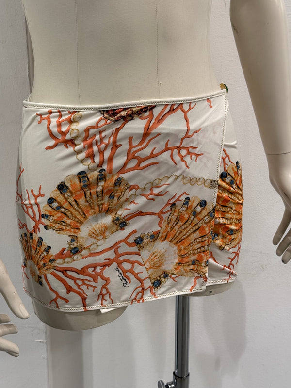 S/S2005 Roberto Cavalli sea print wrap mini skirt