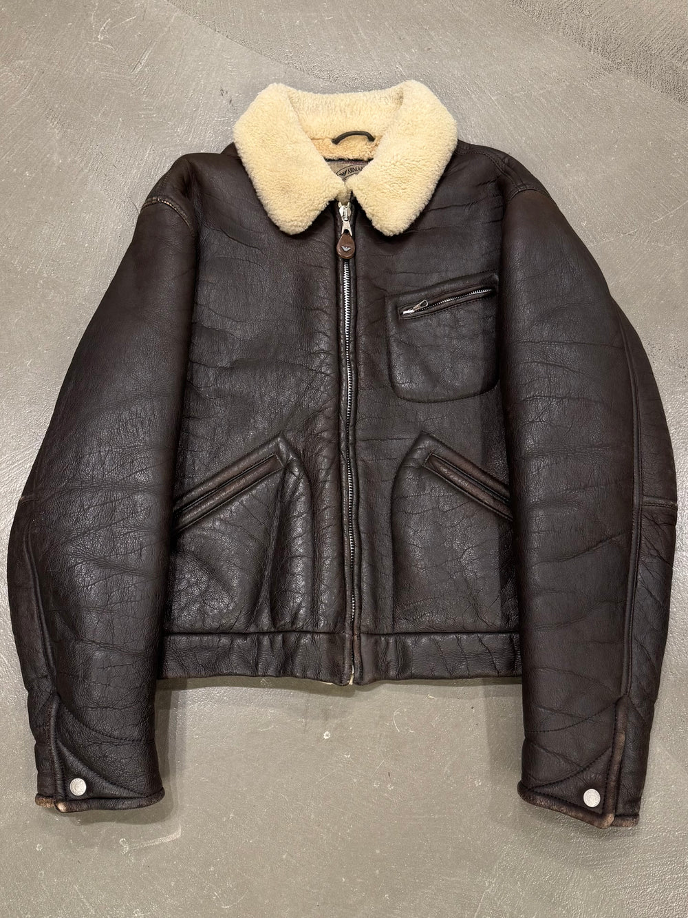 1990s Armani shearling aviator bomber jacket