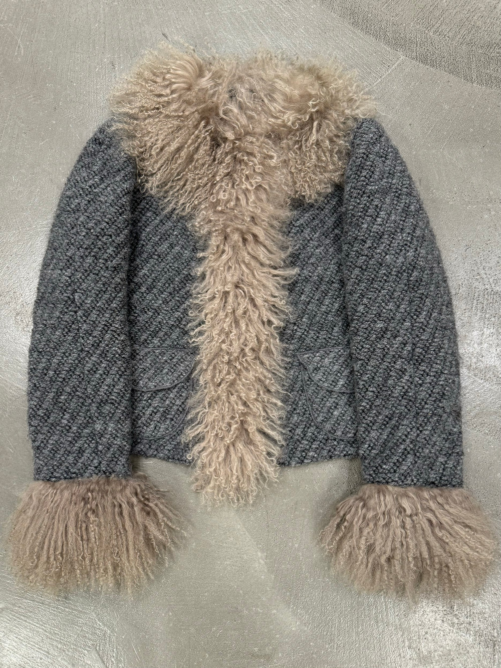 2000s Dolce & Gabbana real lamb wool fur jacket