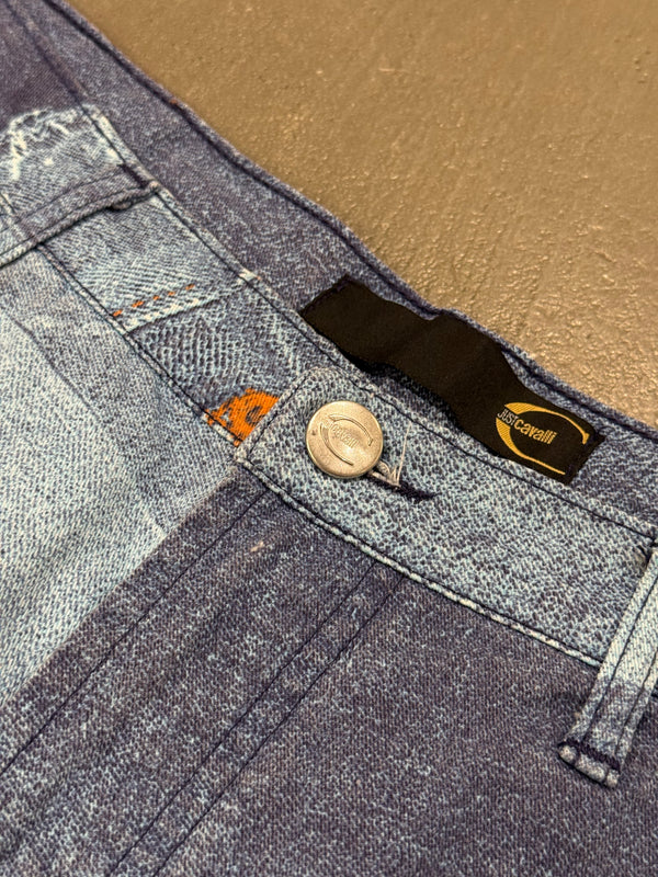 2000s Cavalli trompe l'oeil patchwork jeans