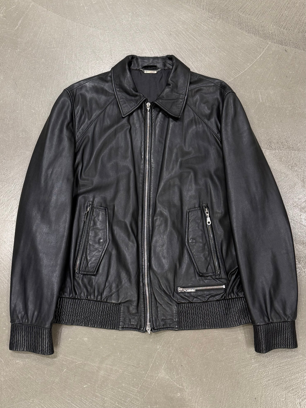 2000s Versace zip leather jacket