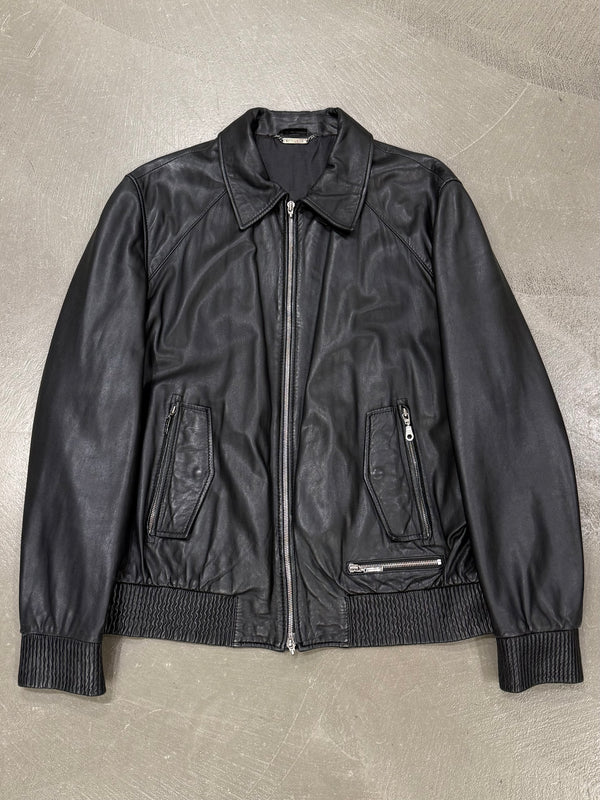 2000s Versace zip leather jacket