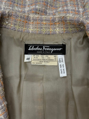 1990s Salvatore Ferragamo checked wool coat