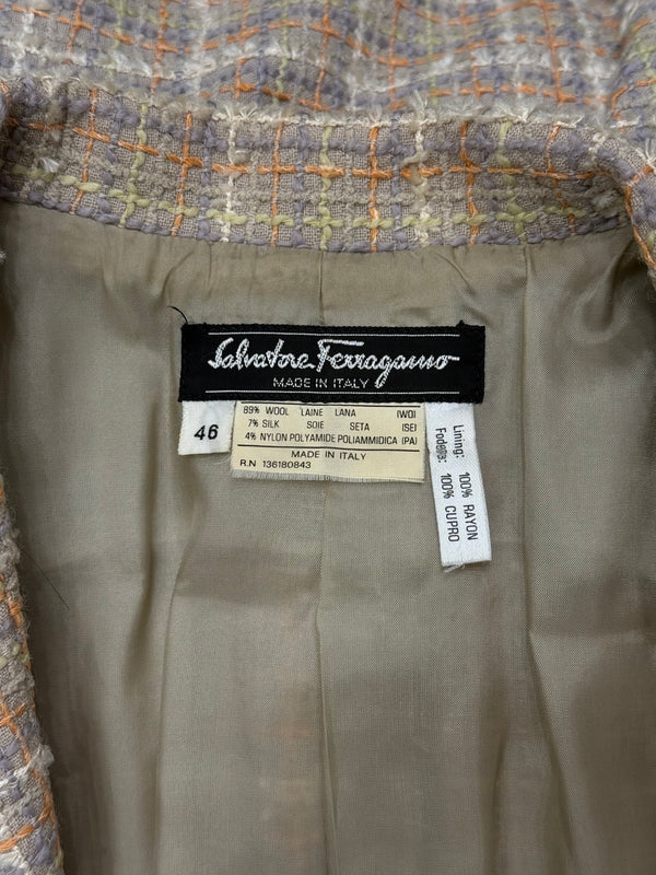 1990s Salvatore Ferragamo checked wool coat