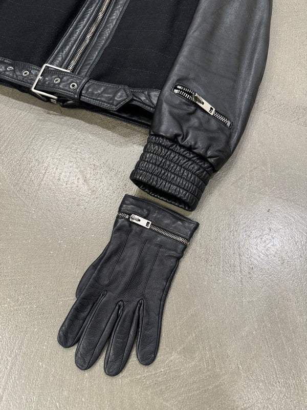 A/W2004 Dior Homme by Hedi Slimane VOTC biker leather jacket with gloves