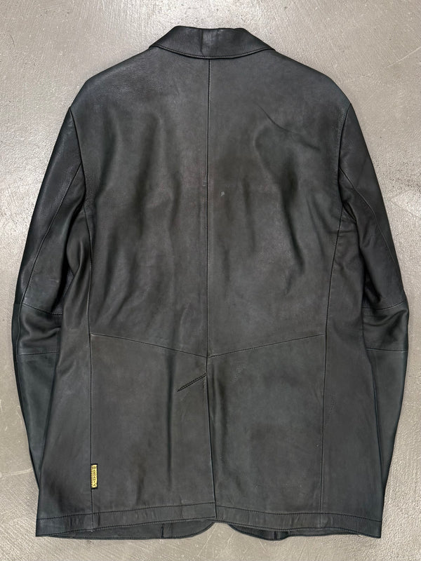 2000s Armani leather blazer jacket
