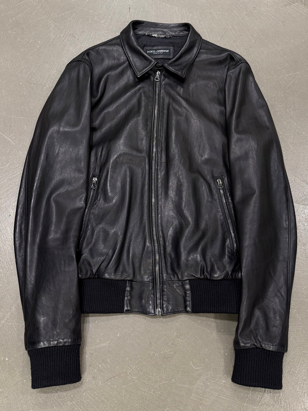 2000s Dolce & Gabbana leather bomber jacket