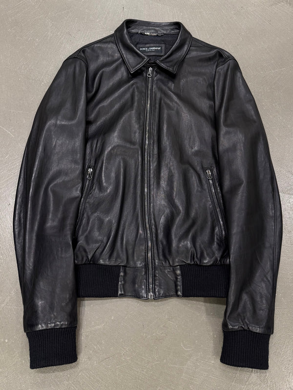 2000s Dolce & Gabbana leather bomber jacket