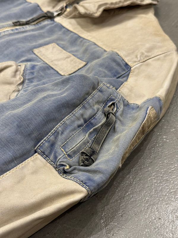 2000s Armani horse leather hybrid bomber jacket