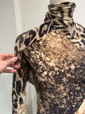 2001 Roberto Cavalli Leopard printed silk draped dress