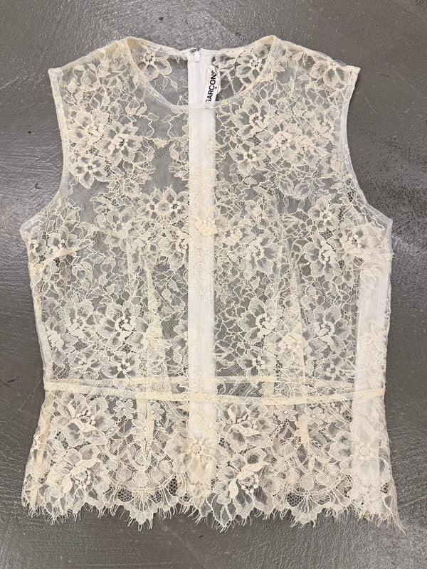 1990s Comme des Garçons transparent lace top