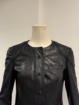 S/S2004 Gucci by Tom Ford collarless panel leather jacket
