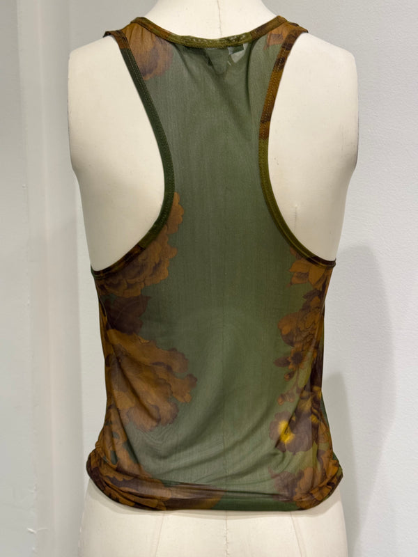 S/S1999 Gucci by Tom Ford floral sheer mesh tank