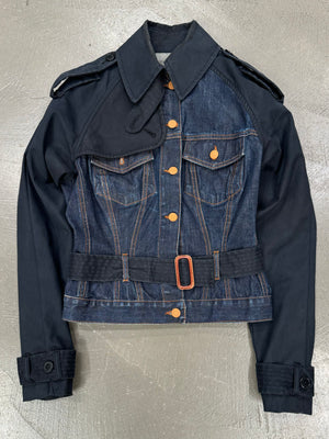 1990s Jean Paul Gaultier hybrid trench coat denim jacket Size: 42