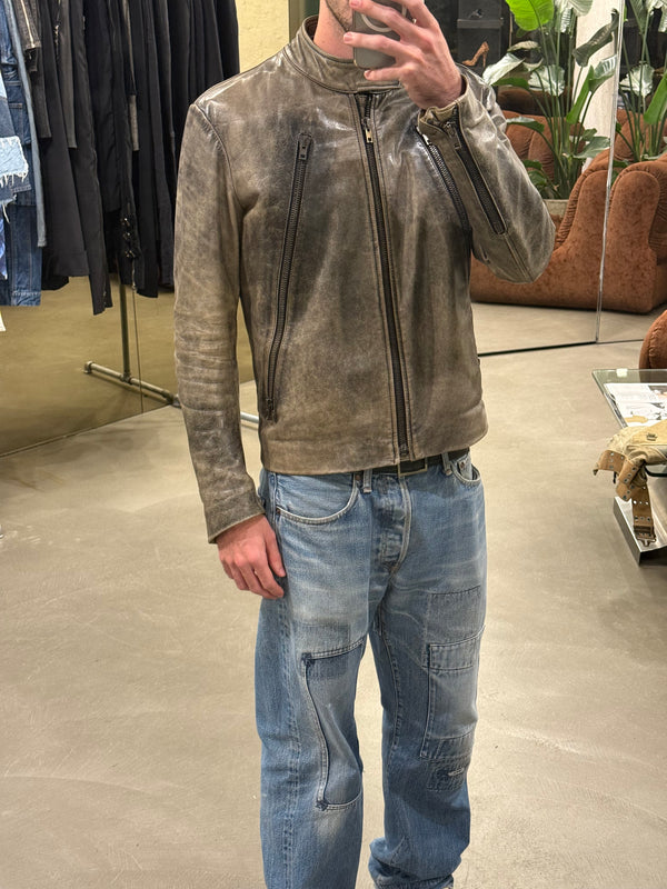 A/W2012 Maison Margiela distressed five zipper leather jacket