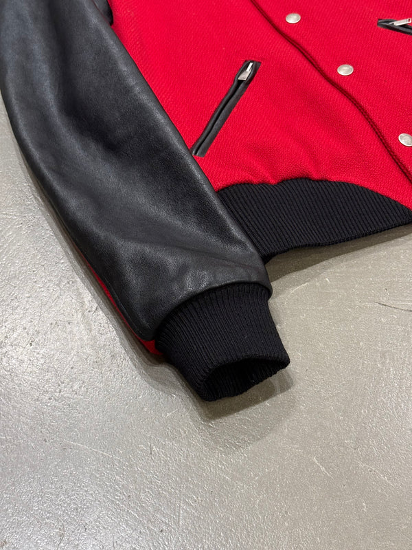 2017 Saint Laurent "Heaven" leather panel wool teddy jacket