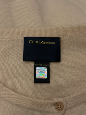 2000s Roberto Cavalli cardigan with fur trimmed cuffs