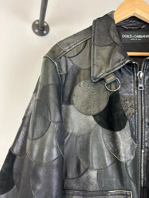 AW2008 Dolce & Gabbana patchwork bomber leather jacket