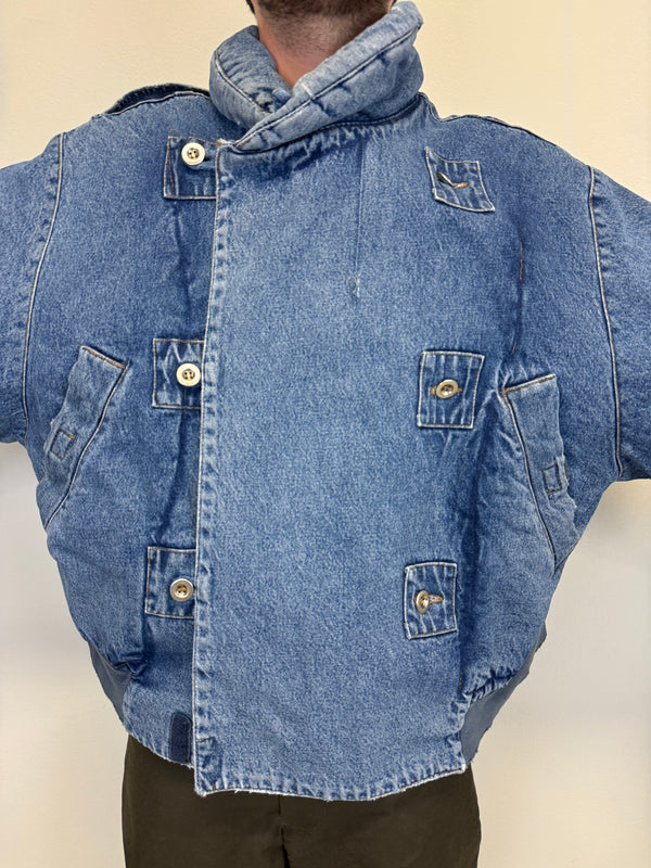 1980s Katharine Hamnett padded denim double breasted bomber