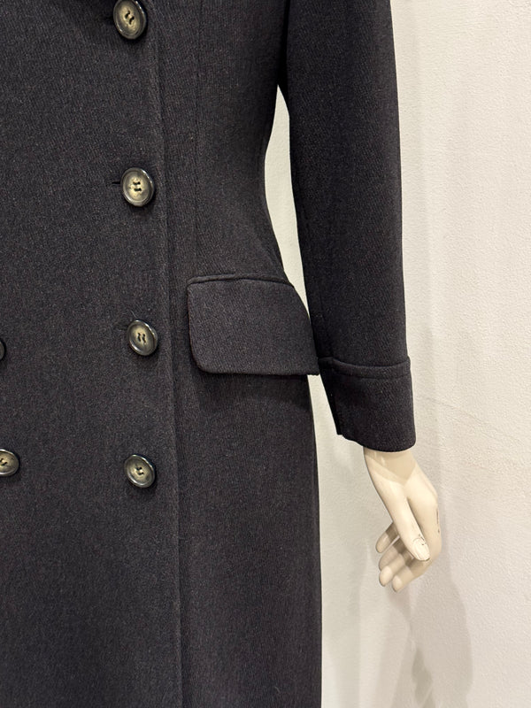 1990s Dolce & Gabbana grey wool double-breasted long coat
