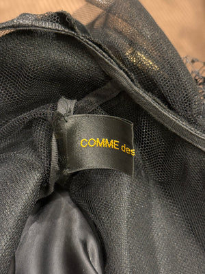 A/W 2004 Comme des Garçons runway feather shoulder mesh top