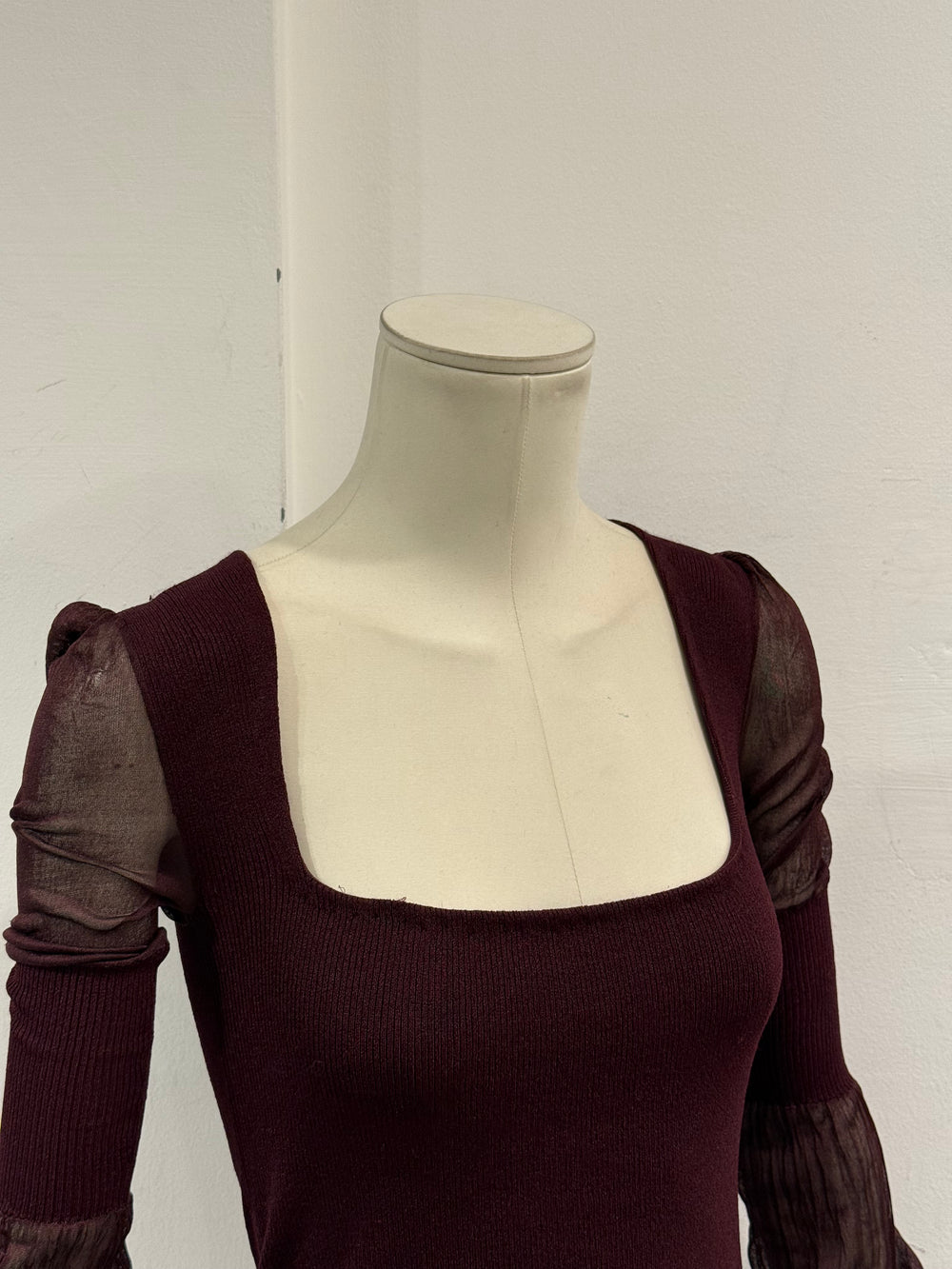 A/W2002 Yves Saint Laurent by Tom Ford sheer sleeve top