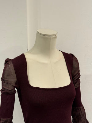 A/W2002 Yves Saint Laurent by Tom Ford sheer sleeve top