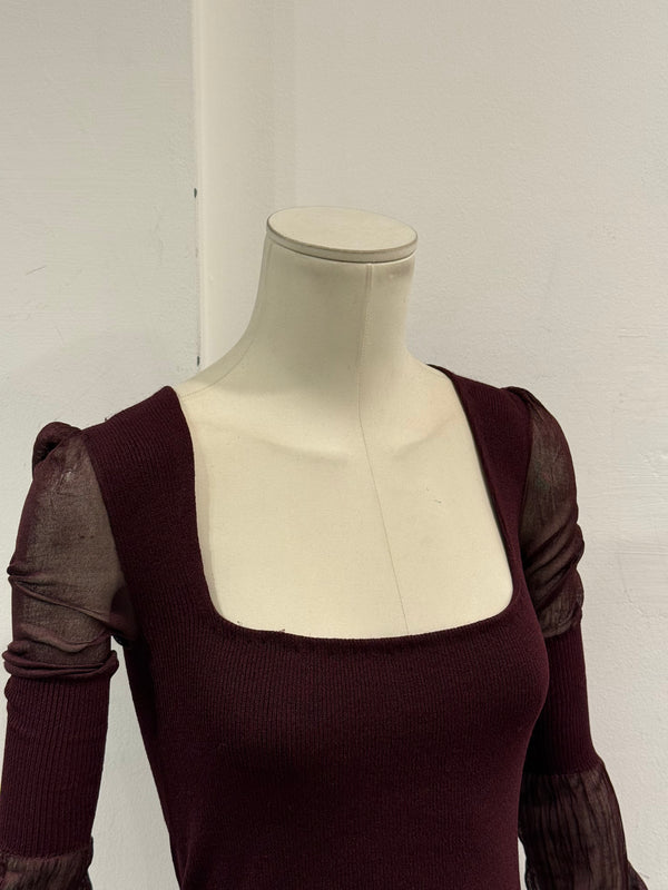 A/W2002 Yves Saint Laurent by Tom Ford sheer sleeve top