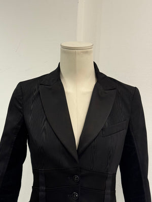 2000s Roberto Cavalli structured wood print blazer with corset detailing