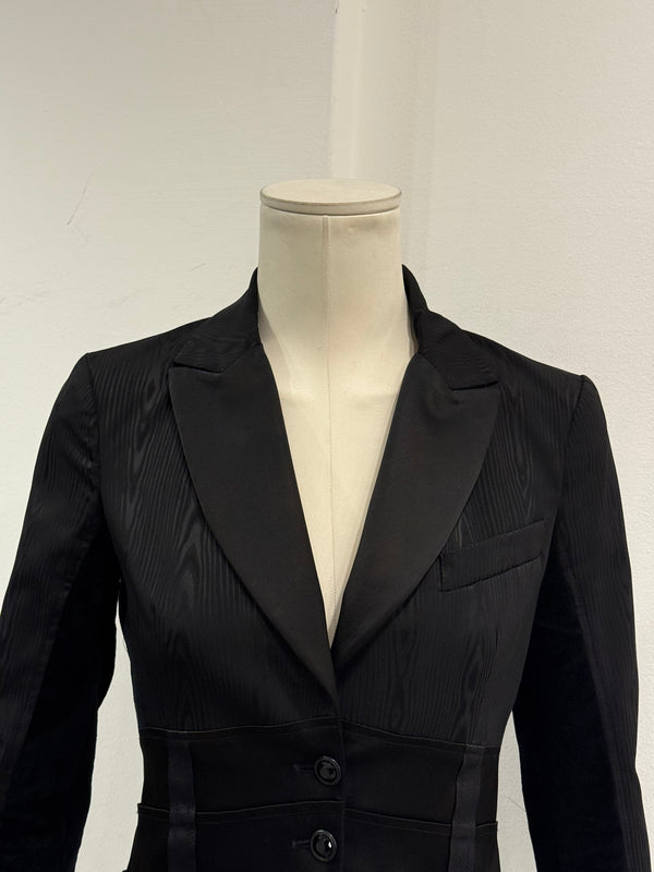 2000s Roberto Cavalli structured wood print blazer with corset detailing