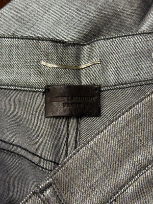 2018 Saint Laurent “D02” metallic silver slim fit pants