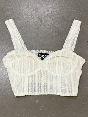 1990s Dolce & Gabbana sheer lace corset top