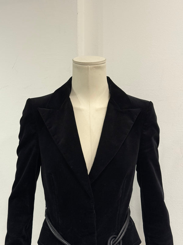 F/W2004 Gucci by Tom Ford velvet blazer with belt