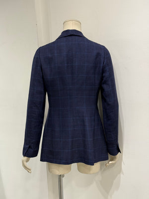 2000s Brunello Cucinelli double layer V-shape tartan blazer
