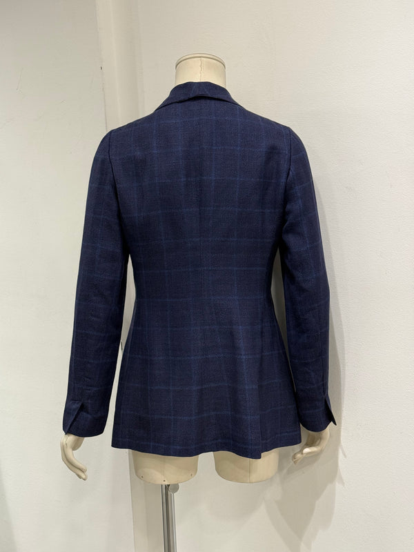 2000s Brunello Cucinelli double layer V-shape tartan blazer